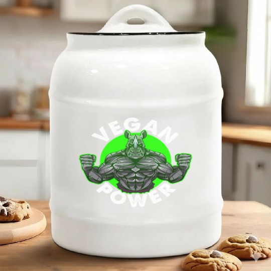 Tough Green Vegan Power Ceramic Cookie Jars