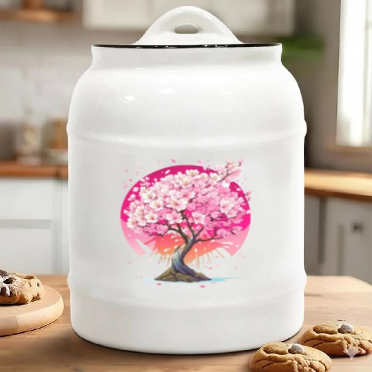 Cherry Blossom Ceramic Cookie Jars