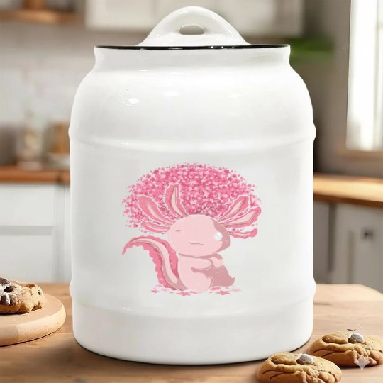 Cherry Blossom Tree Amphibian Gift Sakura Axolotl Ceramic Cookie Jars