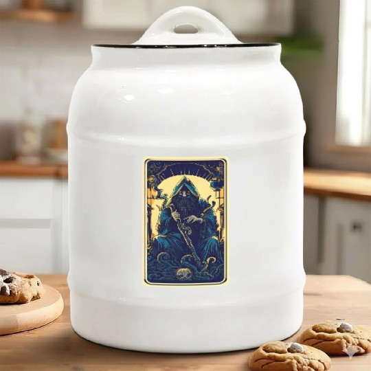 Dark Tarot Card Ceramic Cookie Jars: Mystical Astrology