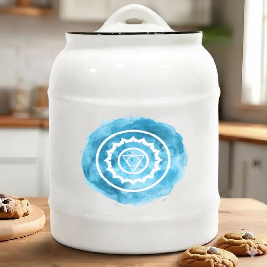 Clear Expressions: Throat Chakra Artistry Ceramic Cookie Jars