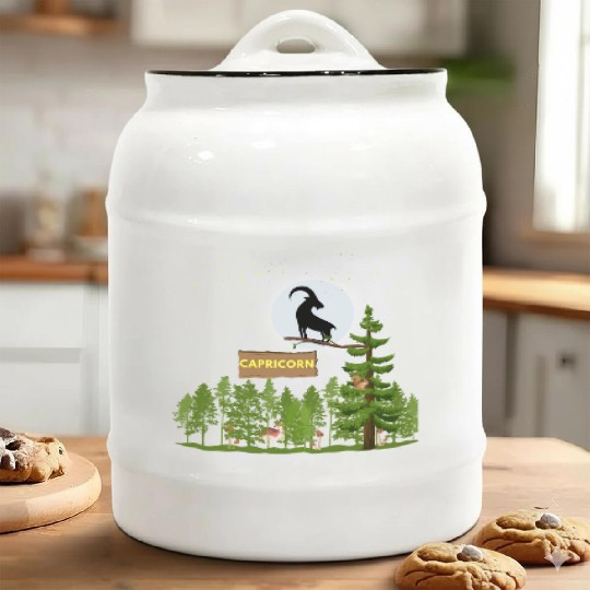 Zodiac Sign Capricorn Astrology Wild Forest Ceramic Cookie Jars