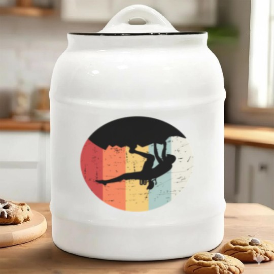 Climber Climbing Bouldering Free Climbing Ceramic Cookie Jars