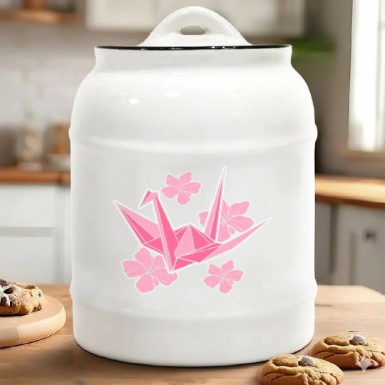 Sakura Origami Artisan Ceramic Cookie Jars