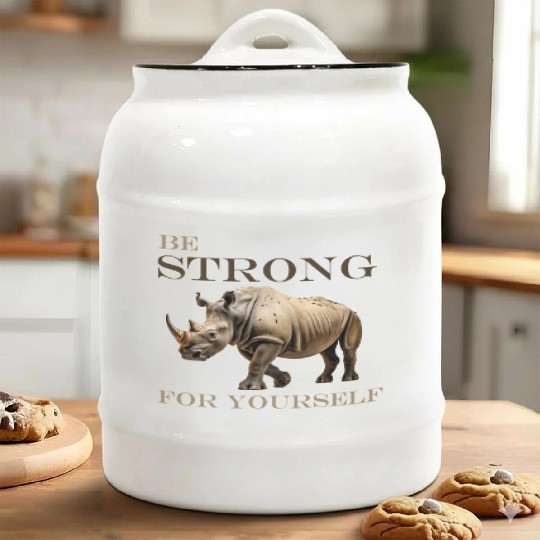 rhinoceros side view Ceramic Cookie Jars