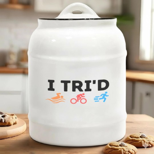 I Swimming Cycling Running Marathoner Ceramic Cookie Jars