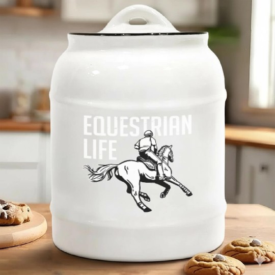 Equestrian Life Riding Girl Horseback Ceramic Cookie Jars