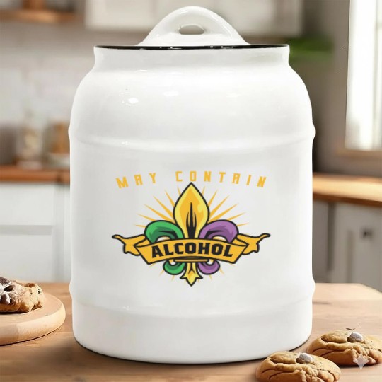 May Contain Alcohol Mardi Gras Ceramic Cookie Jars