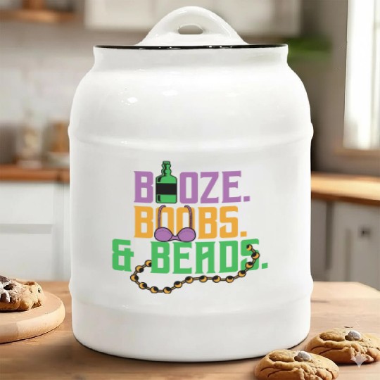 Booze Boobs & Beads Mardi Gras Ceramic Cookie Jars