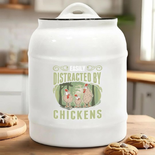 Easily Distracted By Chickens Chicken Ceramic Cookie Jars