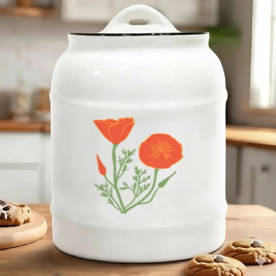 California Poppies on Clear Background Ceramic Cookie Jars