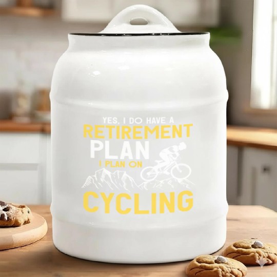 Retirement Plan Bicycle Cycling Ceramic Cookie Jars