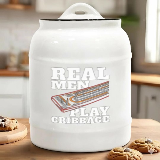 Cribbage Real Men Play Cribbage Loves Board Game Ceramic Cookie Jars