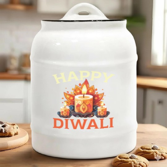 Happy Diwali Diwali Festival Indian Hindu Hinduism Ceramic Cookie Jars