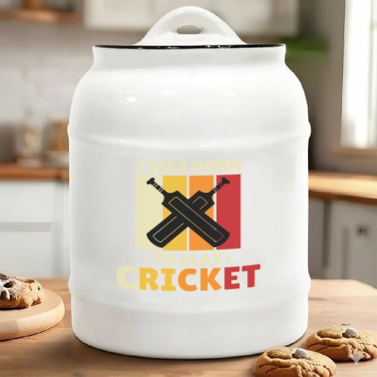 I Was Born To Play Cricket Ceramic Cookie Jars