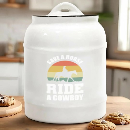 Ride a Cowboy Equestrian Gift Ceramic Cookie Jars