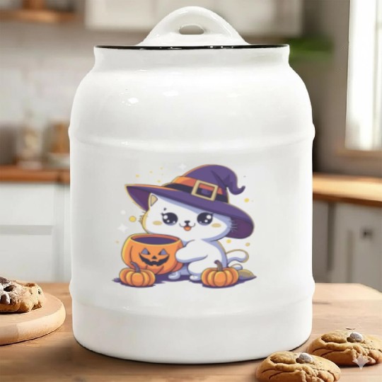 Cute Cat Halloween 3 Ceramic Cookie Jars
