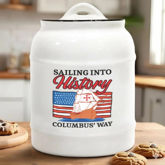 Sailing Into History Columbus' Way Columbus Day Ceramic Cookie Jars