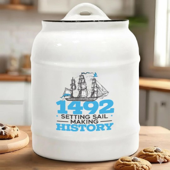 1492: Setting Sail Making History Columbus Day Ceramic Cookie Jars