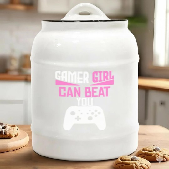 Gamer Girl Can Beat You Ceramic Cookie Jars