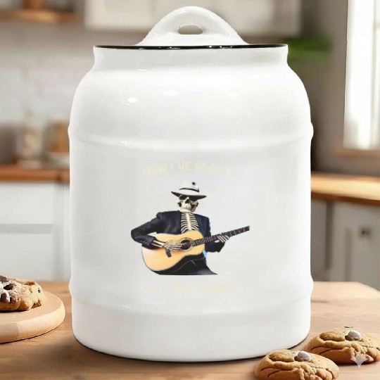 Skeleton playing Guitar - Halloween Guitar Ceramic Cookie Jars