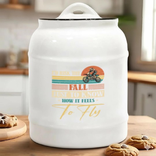 Risk Fall How Feel To Fly Motocross Supercross Ceramic Cookie Jars
