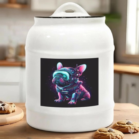 Sci Fi French Bulldog Ceramic Cookie Jars