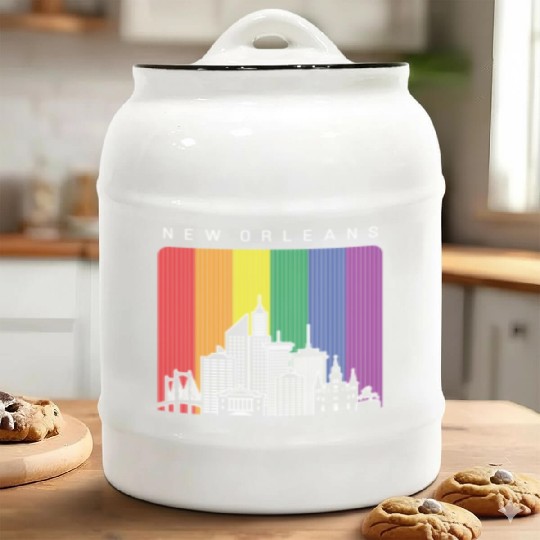 New Orleans Louisiana Rainbow Flag LGBT Pride Ceramic Cookie Jars