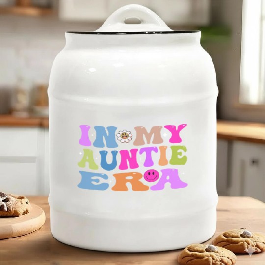 In My Auntie Era Baby Announcement for Aunt Mother Ceramic Cookie Jars