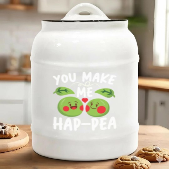 You Make Me Hap-pea for a Husband Wife Bride Ceramic Cookie Jars
