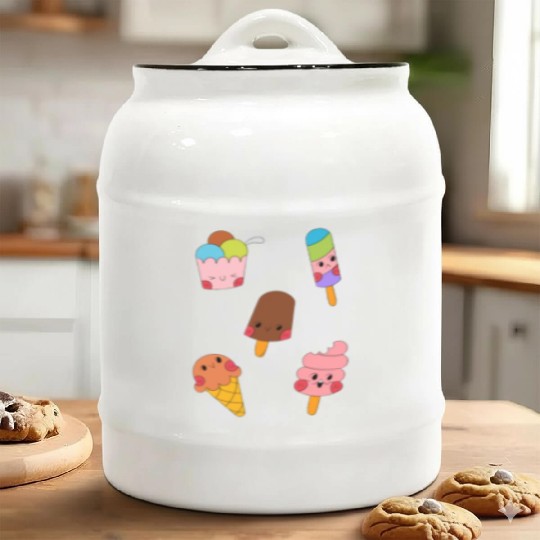 Cute Sweet Ice Cream Sticker Pack Ceramic Cookie Jars
