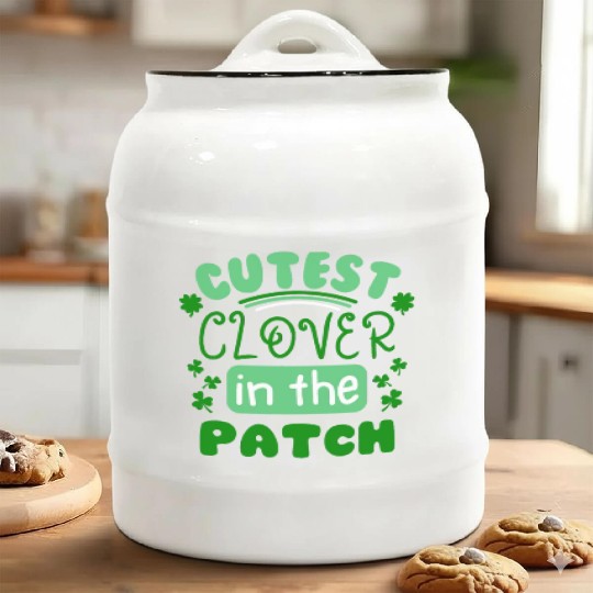 St Patricks Day Cutest Clover In The Patch Ceramic Cookie Jars