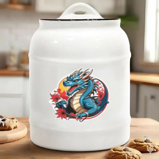 BLUE DRAGON ANGRY Ceramic Cookie Jars