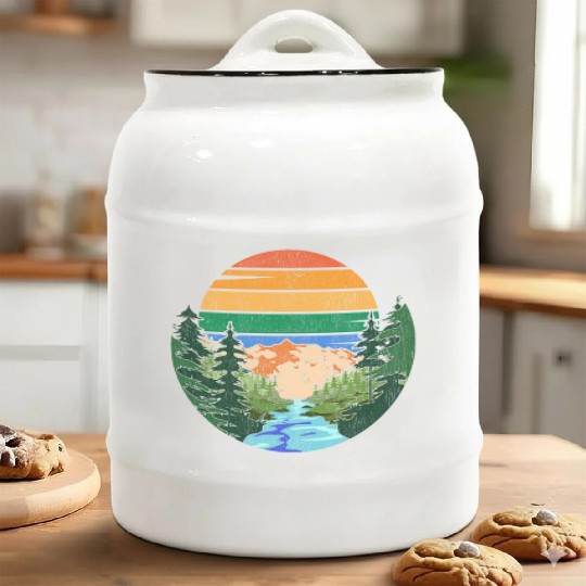 Retro nature lover mountains forest gift nature Ceramic Cookie Jars