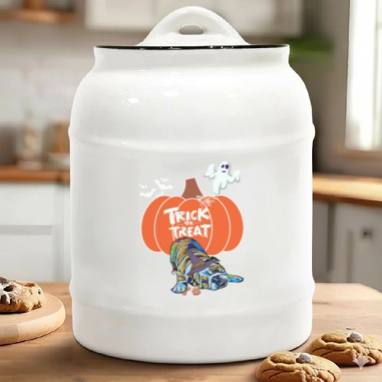 Halloween French Bulldog Trick or Treating Ceramic Cookie Jars