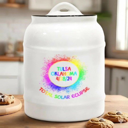 Total Solar Eclipse Tulsa Oklahoma 4/28/24 Kids Ceramic Cookie Jars