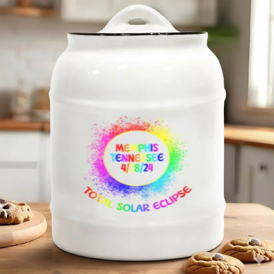 Total Solar Eclipse Memphis Tennessee 4/28/24 Kids Ceramic Cookie Jars