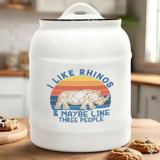 i like rhinos & maybe like three pepole Ceramic Cookie Jars