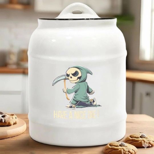 Cute Chibi Grim Reaper Ceramic Cookie Jars
