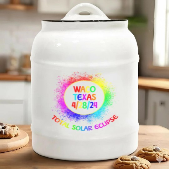 Total Solar Eclipse Waco Texas 4/28/24 Kids Ceramic Cookie Jars