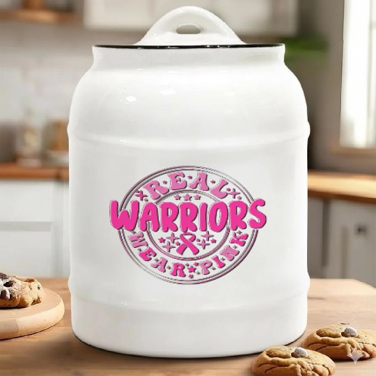 Real Warriors Wear Pink Ceramic Cookie Jars