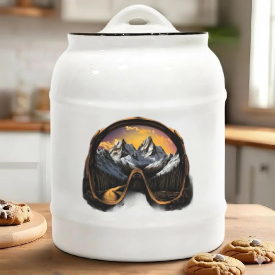 Skiing Ski Googles Mountains Alps Skier Ceramic Cookie Jars