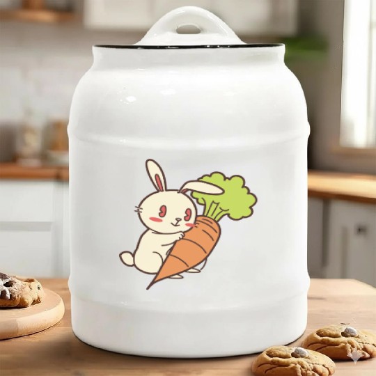 Rabbit And Carrot Ceramic Cookie Jars
