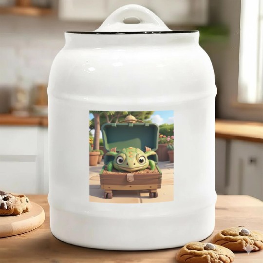 Tortuga grande con caja en jardin Ceramic Cookie Jars