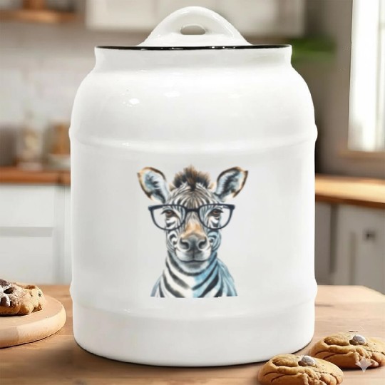 Funny Zebra Wearing glasses Ceramic Cookie Jars