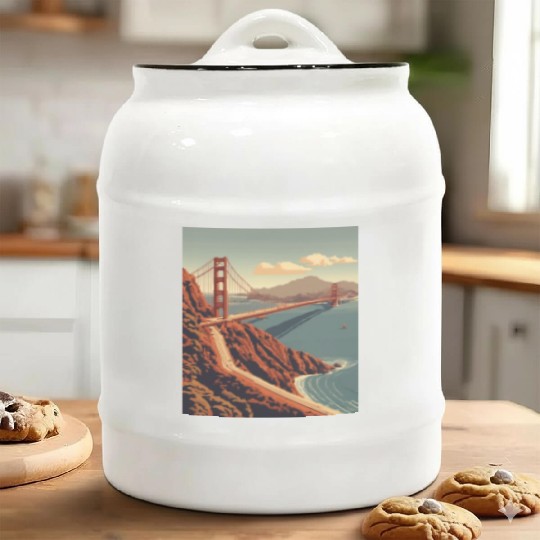 Golden Gate Bridge California Ceramic Cookie Jars, Golden Gate