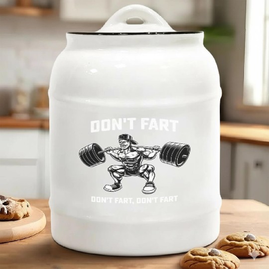 Funny Don't Fart Fitness Gym Workout Ceramic Cookie Jars