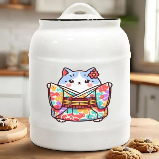 Japanese cat or Neko Ceramic Cookie Jars