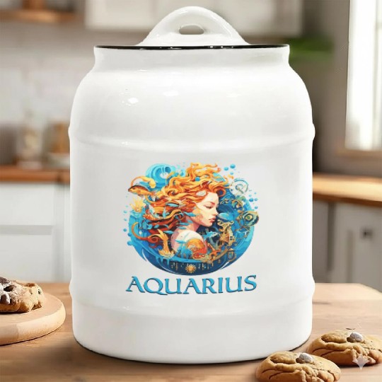 Embrace Your Aquarius Identity: Aquarius Pride Ceramic Cookie Jars