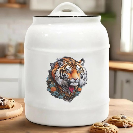 Roaring Majesty: Embrace the Power of the Tiger Ceramic Cookie Jars